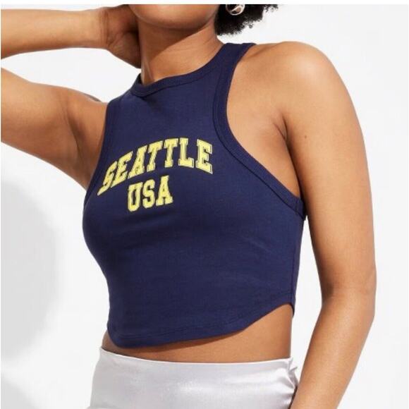 Wild Fable - Seattle USA Graphic Tiny Tank - Navy Blue - Women's L New - Picture 3 of 6